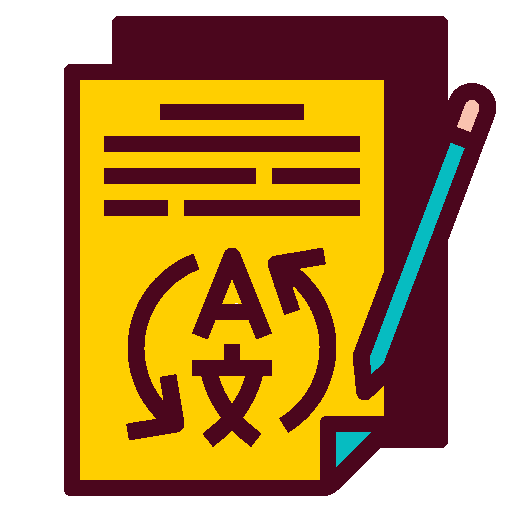 Document and pencil with Translation Icon